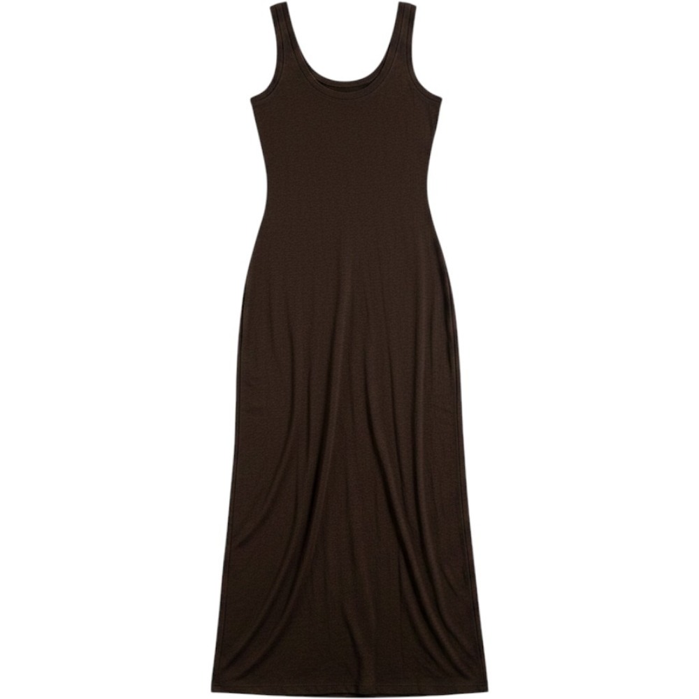 Banana Republic Brown Linen‎ Blend 90s Tank Midi Dress Side Slits XS